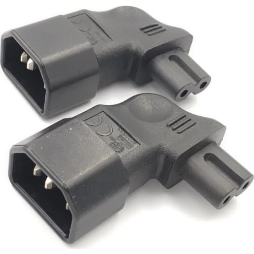 C14-C7 Left Bend AC Power Adapter IEC320 IEC 320 C14 Connector to C7 90 Degree Left Right Angled Power Male to Female