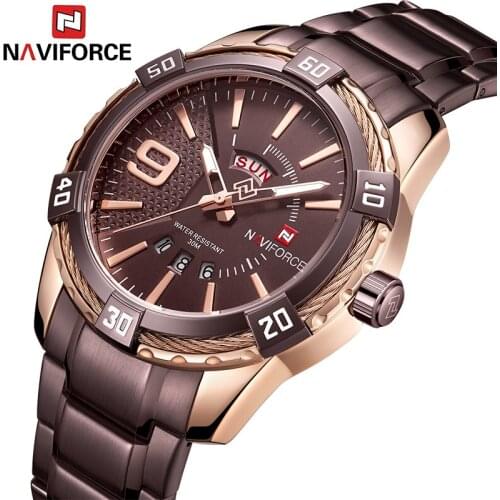 NAVIFORCE Mens Quartz Analog Watch Luxury Fashion Sport Wristwatch Waterproof Stainless Male Watches Clock Relogio Masculino