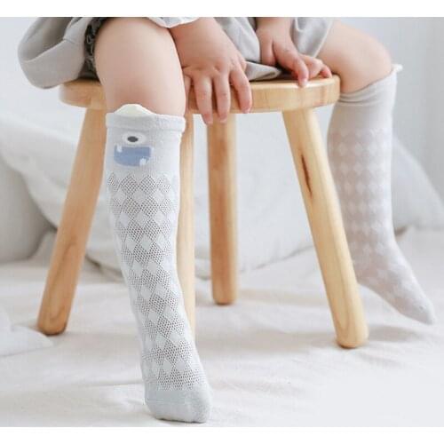 Baby Boys Girls Spring Summer Cartoon Monster Knee Highs Socks Childs Toddler Kids Long Mesh Cotton Socks For Newborn Girls