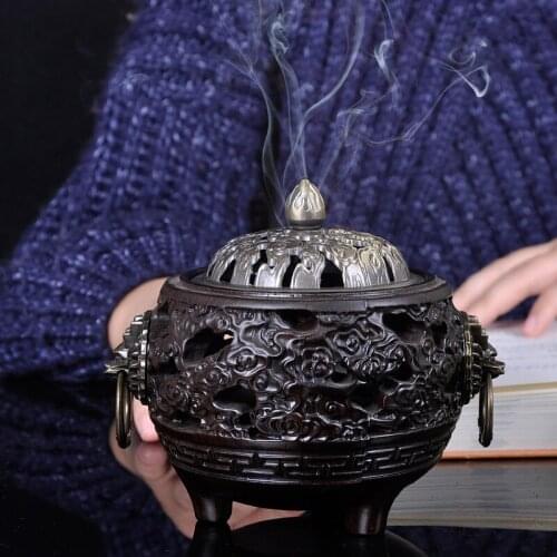 Ebony Yunding incense burner antique small sandalwood tray incense burner home indoor incense burner for Buddha