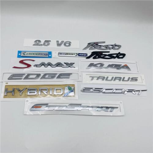 Chrome Trunk Letters for Ford EcoSport S-MAX C-MAX KUGA Fiesta ESCORT EDGE TITANIUM Hybird ECOBOOST 4WD Emblem Badge Logo