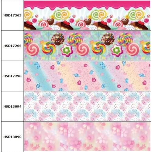 HSDCraft Free shipping 25MM 38MM 75MM Heat Transfer Printed Grosgrain ribbon for diy hair bow