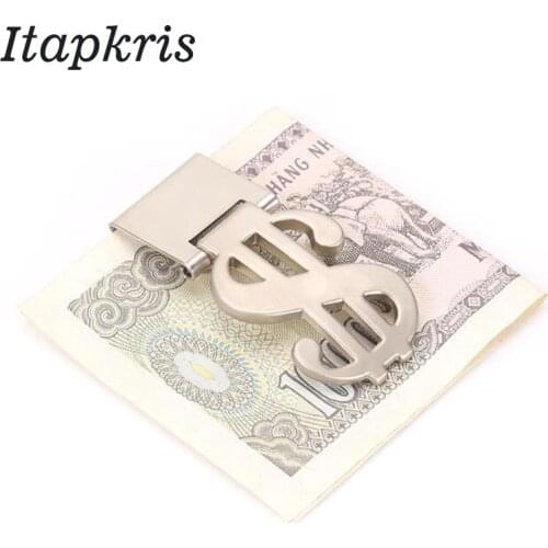 Itapkris Men Aluminum Money Clip High Quality Business Card Cash Wallet Stainless Steel Coin Pocket Clamp Purse Dollars Holder