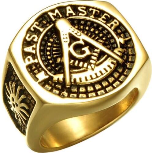 Titanium Stainless Steel Rings Vintage Past Master Masonic Rings Freemason Free Mason Ring Mens Fashion Jewelry Gift 10pcs/lot