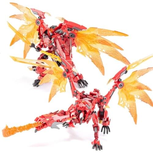 JINBAO Cool Transformation Toys Robot Car PE DX09 Action Figures Flame Red Dragon Model Alloy Deformation Kids Boys Gift 8871