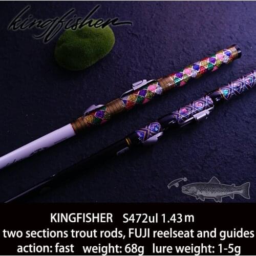 KINGFISHER 2 Sections S472UL-FAST Action 1.43m 1-5g Lure Wt 3-8lb Japanese FUJI Components High Carbon Trout Lure Fishing Rod