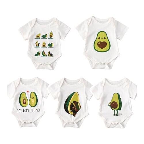 Pudcoco US Stock 0-18M Newly Infant Baby Girls Boys Bodysuits Short Sleeve Jumpsuit Fruit Print Short Sleeve Cotton Jumpsuits