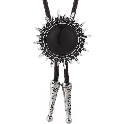 Western cowboy Bolo tie natural glass sun flower natural turquoise fashion mens casual bow tie