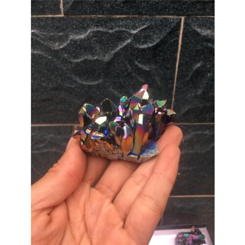 Pretty electroplate colorful aura quartz crystal cluster healing crystals collection for home&party decoration
