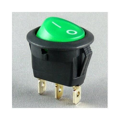Round rocker switch on KCD8 11N 6A 3 feet with green light 220V