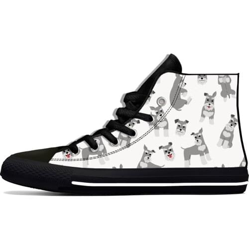 Schnauzer Animal dog Cut kawaii Harajuku Fashion Lightweight High Top Canvas Shoes Men Women Casual Breathable Sneakers