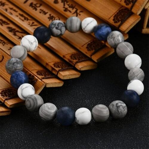 2020 Style Universe Wind Planet Blue Pattern Stone Beaded Bracelet Fashion Mens Bracelet Charm Natural Stone Jewelry Accessorie