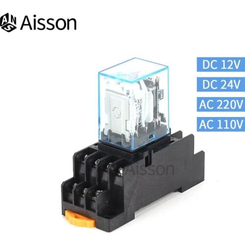 MY4NJ Micro Mini Small Electromagnetic Relay DC12V DC24V AC110V AC220V Coil With Socket Bas