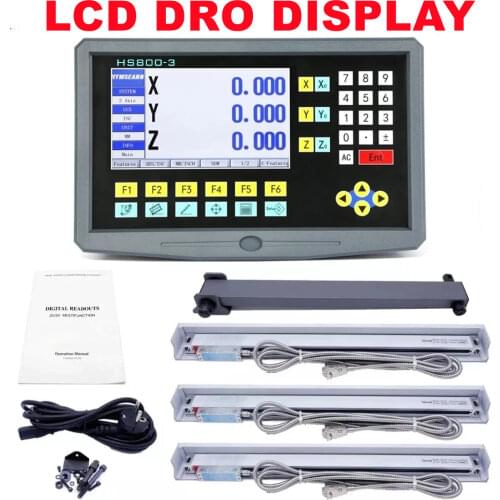 3 Axis LCD Dro Set Digital Readout System Display and 3PCS 5U Linear Scale Optical Ruler Line 50-1000mm for Lathe Mill Machine
