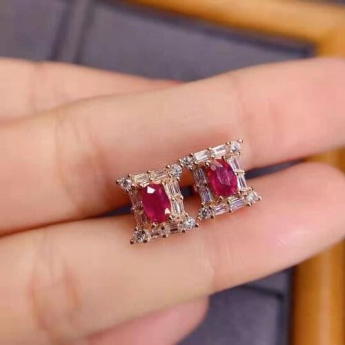 Natural High Quality Ruby S925 Sterling Silver Earrings Fine Fashion Wedding Jewelry for Women Free Shipping MeibaPJFS