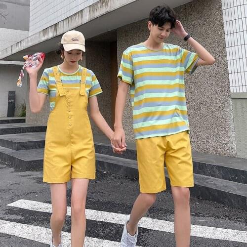 3001# couples summer dress new small fresh short sleeve suit T - shirt couples clothes couples clothing