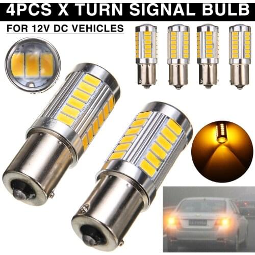 New Arrival 4pcs 12V 33SMD 581 BAU15S PY21W Turn Signal Lamp High Brightness Yellow Rear Indicator Bulb
