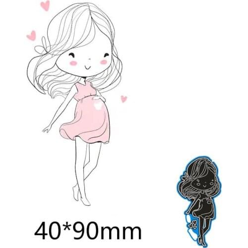 New Arrival Beautiful girl Frame Cutting Dies Stencil DIY Scrapbooking Photo Album Embossing Decor Paper Card Craft 40*90mm