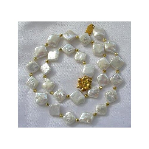 Popular big 13mm baroque white freshwater cultured pearl necklace 18"
