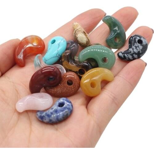 2PC Trendy Comma Shape Pendant Natural Stone Green Aventurine Charms for DIY Necklace Earring Jewelry Making Supplies 15X22mm