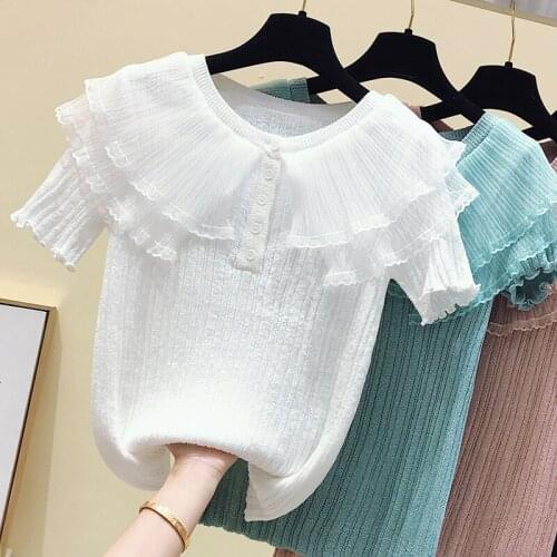 Pullover Women Sweate Summer Candy Colors Tops Knitted 2021 Korean TShirt Woman Clothes Tee Shirt Femme Camisetas Mujer