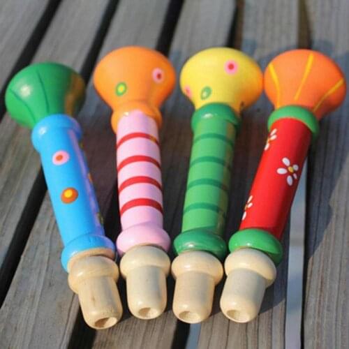 Multi-color Wooden Small Trumpet Kids Baby Musical Instrument Learning Toy Gift Birthday Gift Toys For Baby Boys Girls
