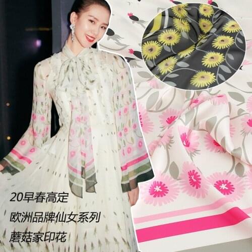 Luxury Brand Stretch Satin Polyester Fabric Cloth Meter Material Soft Dress Printed Sewing Clothing Handmade Chiffon Fabrics