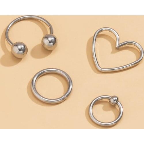 Retro Simple Irregular Geometry Love Ear Clip European and American Style Cold Wind Piercing Rhinestone Set Earrings Party Gift