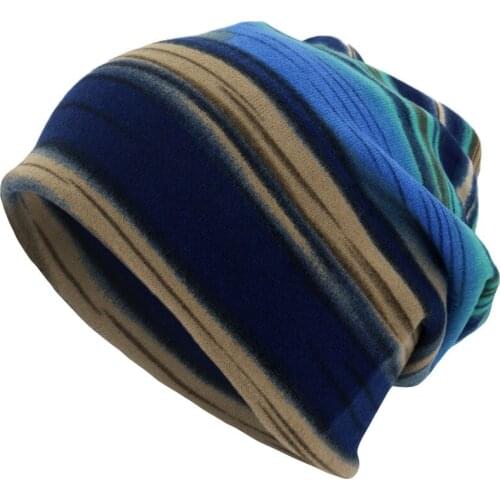 Unisex Stripe Print Scarf Beanie Cap Casaul Outdoor Convertible Windproof Hats Winter Warm Sports Hiking Caps #T2P