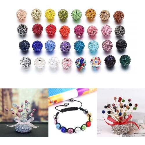 10pcs/lot Glass Rhinestone Ball Bead Clay Crystal Round Spacer Loose Beads For DIY Bracelet Jewelry Making Supplies Accessories