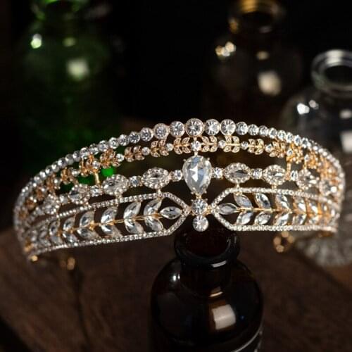 Princess Tiara Hair Crown Brides Wedding Tiara Sparkling Diamond Tiara Silver Color Crown Gold Color Tiara Hair Ornaments