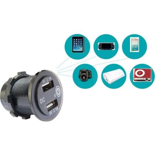 Universal Motorcycle Car Truck Boat Dual USB Charger Socket 12V/24V Car Motorcycle Dual USB Car Charger Adapter With Switch