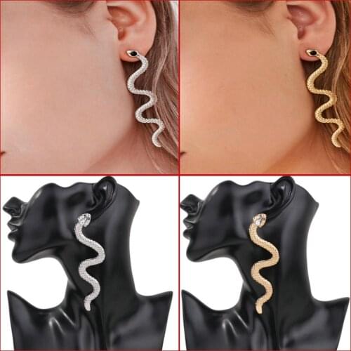 Xujiafu Punk snake earrings For women retro snake earrings zinc alloy long earrings simple fashion jewelry gifts