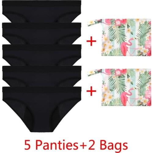 4 Layer Menstrual Panties +Bags Women Sexy Leakproof Period Underpants Incontinence Underwear Bamboo Fiber Pants Waterproof