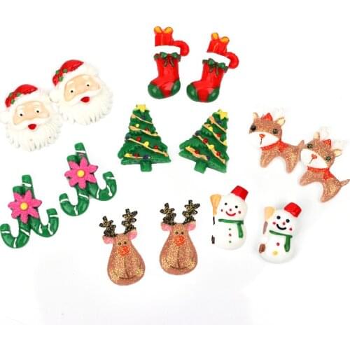 JOJO BOWS 10/20/30pcs Mixed Christmas Glitter Resin Accessories DIY Hairbows Hairbands Headband Supplies Handmade Craft Stickers