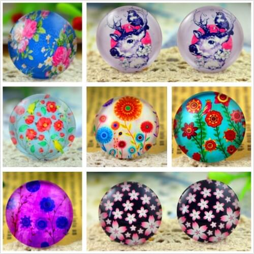 10pcs/lot 20mm Handmade Tree Flowers Photo Glass Cabochon Jewelry Finding Fit 20mm Cameo Setting Supplies for Jewelry Components