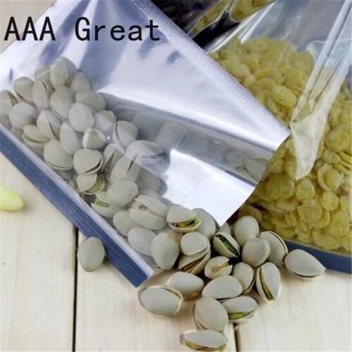 100Pcs/Lot Aluminum Vacuum Foil Bags Mylar Open Top Packaging One Side Transparent Candy Storage Bag Nuts Pouches Party Wedding