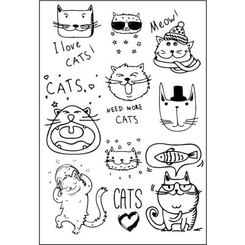 11*16 I Love Cats Transparent Silicone Clear Stamps DIY Seal for Scrapbooking Card Making Photo Album Decorative Stamp Sheet