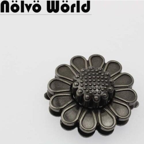 5-10-30pcs old antique silver 40mm Flower Shaped turn twist lock,craft case clasp turn lock bag purse belt twist lock