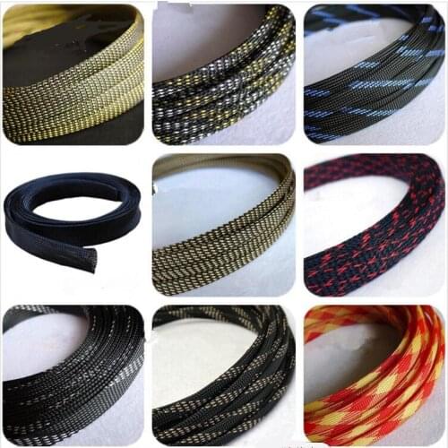5m/lot high quality 14mm colour Cable Sleeve Wire Protection PET Cable Sleeves wire cable Braided PET Sleeve