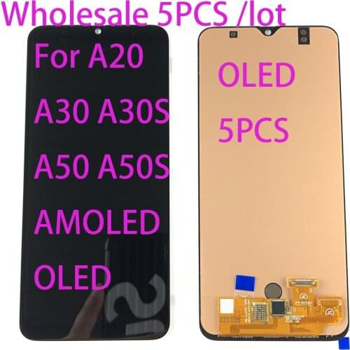 5PCS AMOLED For Samsung Galaxy A20 A30 A30S A50 A50S LCD Display Touch Screen Digitizer Assembly AMOLED