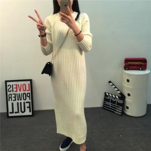 7303# Autumn Winter Thicken Warm Knitted Maternity Sweaters Long Dress Clothes for Pregnant Women Loose Pregnancy Pullovers