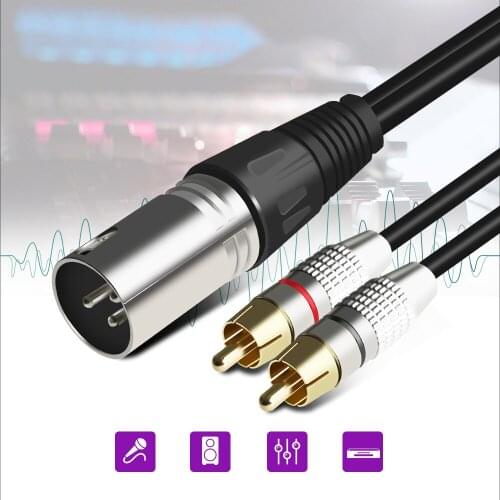 Audio RCA Cable Male to 2 XLR 3 Pin Male Female Cannon Amplifier Mixing Plug AV Cable Dual XLR to Dual RCA Cable
