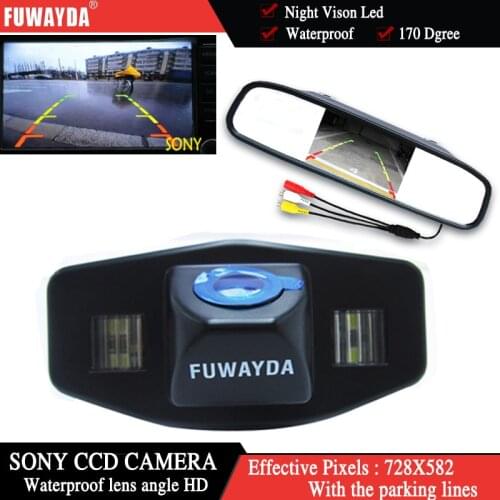 FUWAYDA car rear view backup parking camera sony+car monitor mirror TFT LCD for Honda Accord Pilot Civic Odyssey Acura TSX