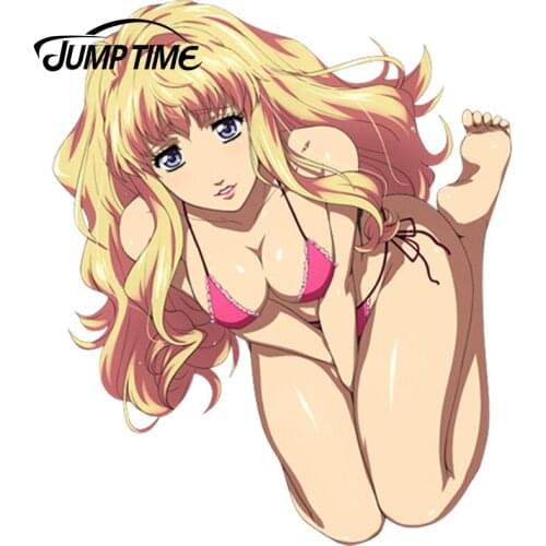 JumpTime 13cm x 10.8cm Hot Sexy Girl Car Sticker Macross Frontier Anime JDM Window Decal 3D Car Styling Accessories