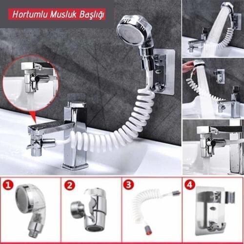 Buffer 2 In 1 Spiral Tube Adjustable Movable Bathroom Kitchen Basin Faucets Shower head