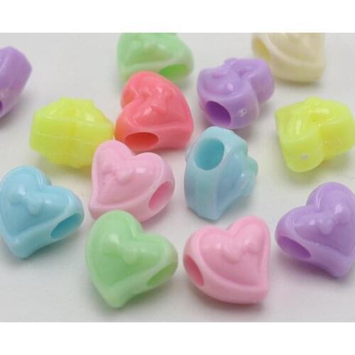100 Mixed Pastel Color Acrylic Puffy Heart Pony Beads 12mm for Kids Craft Kandi Bracelet High quality in EU and US quality stand