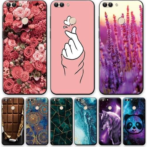 For Huawei P Smart 2018 Case Cover on Huawei P Smart 2018 Silicone Soft Phone Case Huawei P Smart 2018 Back Cover Flowers Shell