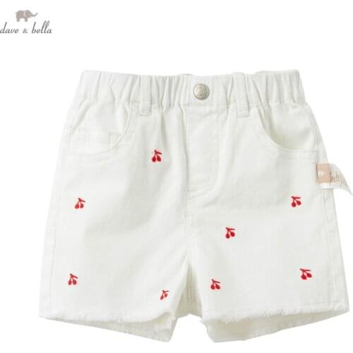 DB18089 dave bella summer baby girls fashion cartoon embroidery shorts children kids girl cute pants infant toddler trousers