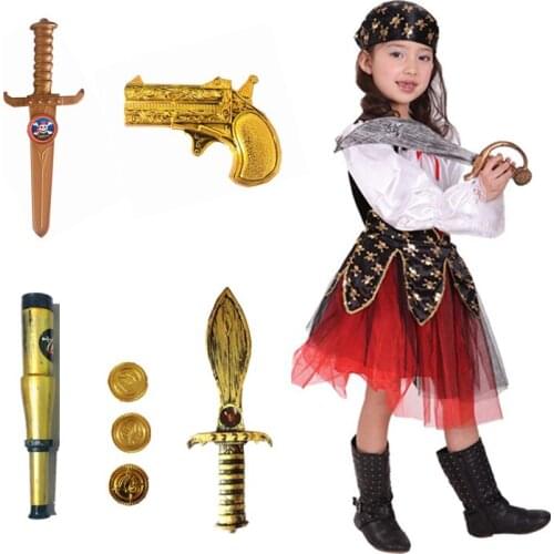 Halloween Cosplay Costume Kids Girls Pirate Captain Jack Child Pirates Of The Caribbean Dress